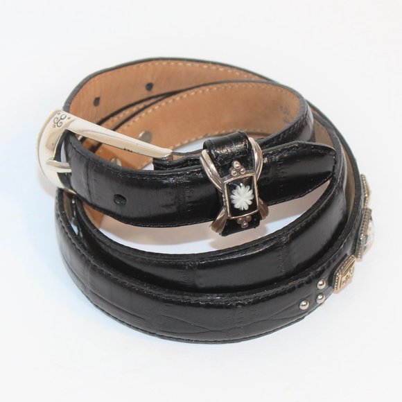 BRIGHTON Vintage Belt Genuine Leather Croc Print L